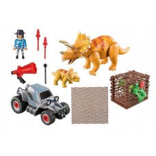 Игровой набор из серии Динозавры: Вражеский квадроцикл с трицератопсом (Playmobil, 9434pm)