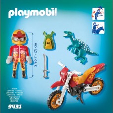Игровой набор из серии Динозавры: Гоночный мотоцикл с ящером (Playmobil, 9431pm)