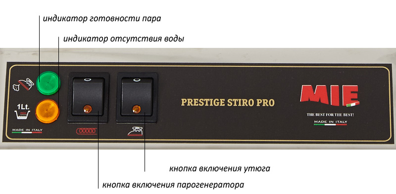 MIE STIRO PRO INOX имеет контрольные индикаторы