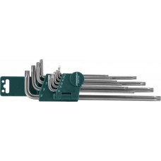 Комплект угловых ключей Torx с центрированным штифтом Extra Long Т9-Т50, S2 материал, 10 предметов (H08S110S)