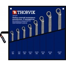 THORVIK 8 шт. Набор ключей накидных 75° в сумке 6-27 мм (ORWS008)