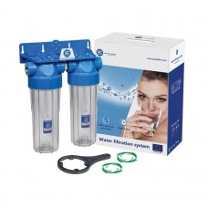 Aquafilter FHPRCL-B-TWIN Корпус 10" прозрачный на холодную воду сдвоенный