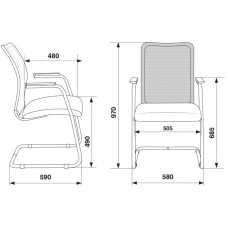 Кресло Бюрократ CH-599AV/32B/TW-11 на полозьях черный TW-32K01 сиденье черный TW-11 сетка/ткань