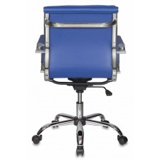 Кресло руководителя Бюрократ CH-993-Low/blue низкая спинка синий искусственная кожа крестовина хром