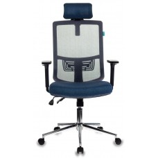 Кресло руководителя Бюрократ MC-612-H, DG, DENIM серый TW-04 сиденье синий BAHAMA крестовина хром