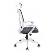 Кресло руководителя Бюрократ MC-W411-H, DG, 26-25 серый TW-04 сиденье серый 26-25 сетка, ткань (пластик белый)