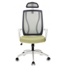 Кресло руководителя Бюрократ MC-W411-H, DG, 26-32 серый TW-04 сиденье зеленый 26-32 сетка, ткань (пластик белый)