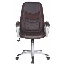 Кресло руководителя Бюрократ T-9910/BROWN коричневый искусственная кожа (пластик серебро)