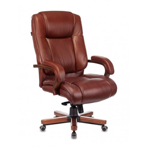 Кресло руководителя Бюрократ T-9925WALNUT светло-коричневый Leather Eichel кожа крестовина металл/дерево