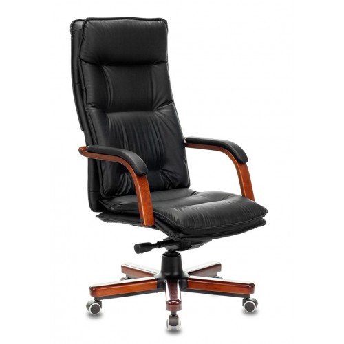 Кресло руководителя Бюрократ T-9927WALNUT/BLACK черный кожа крестовина дерево