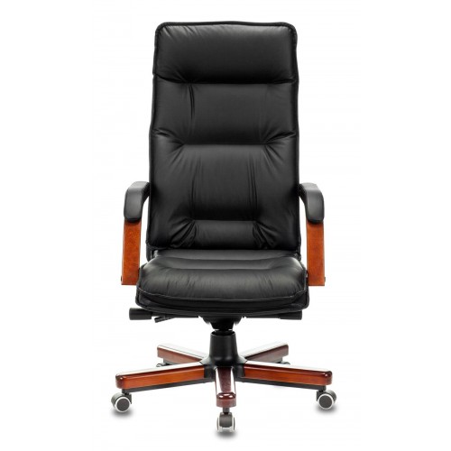 Кресло руководителя Бюрократ T-9927WALNUT/BLACK черный кожа крестовина дерево