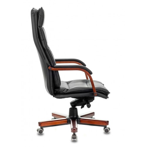 Кресло руководителя Бюрократ T-9927WALNUT/BLACK черный кожа крестовина дерево