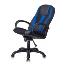 Кресло игровое Zombie VIKING-9/BL+BLUE черный/синий искусст.кожа/ткань