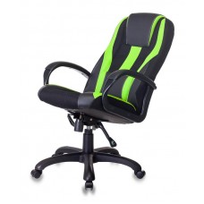 Кресло игровое Zombie VIKING-9/BL+SD черный/салатовый искусст.кожа/ткань