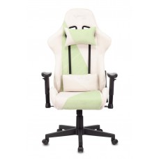 Кресло игровое Zombie VIKING X Fabric белый/зеленый с подголов. крестовина пластик