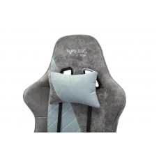 Кресло игровое Zombie VIKING X Fabric серый/серо-голубой с подголов. крестовина пластик