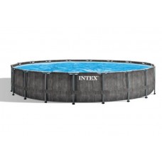 Каркасный бассейн INTEX Prism Frame Grey Wood Premium (круг) 5.49 х 1.22 м, 26744