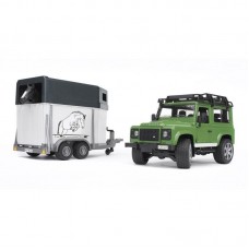 Внедорожник Bruder Land Rover Defender с прицепом-коневозкой и лошадью (02-592)