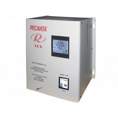 Однофазный цифровой настенный стабилизатор серии LUX РЕСАНТА АСН-12000Н/1-Ц