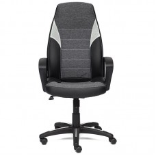 Кресло руководителя TetChair "Интер" (INTER) (Искусственная черная кожа + серая ткань)