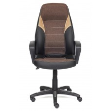 Кресло руководителя TetChair "Интер" (INTER) (Искусственная чёрная кожа + Коричневая ткань)