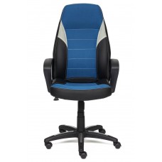 Кресло руководителя TetChair "Интер" (INTER) (Искусственная чёрная кожа + синяя ткань)