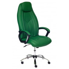 Кресло руководителя TETCHAIR BOSS (хром), кож/зам, зеленый/зеленый перфорированный, 36-001/36-001/06
