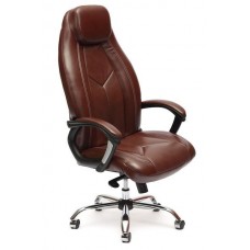 Кресло руководителя Tetchair BOSS люкс хром кож/зам, коричневый 2 TONE/коричневый перфорированный 2 TONE