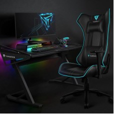 Кресло компьютерное игровое ThunderX3 UC5 Black-Cyan AIR, с подсветкой 7 цветов