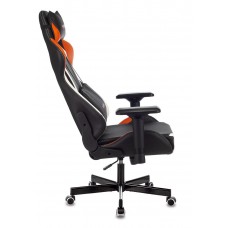 Кресло игровое Zombie VIKING TANK черный/оранжевый/белый искусственная кожа с подголов.